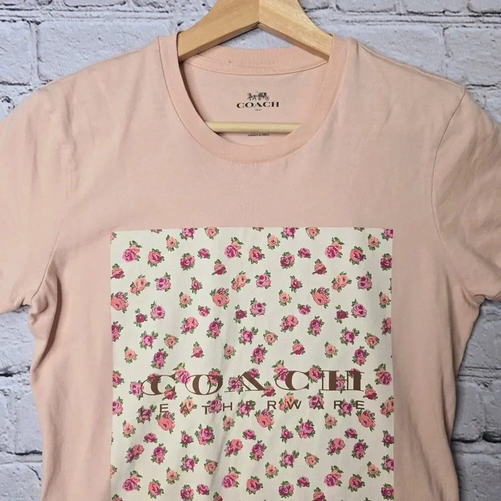 Coach Spring Blossom Signature‎ Square Classic 100% Cotton Short Sleev Tshirt Sm